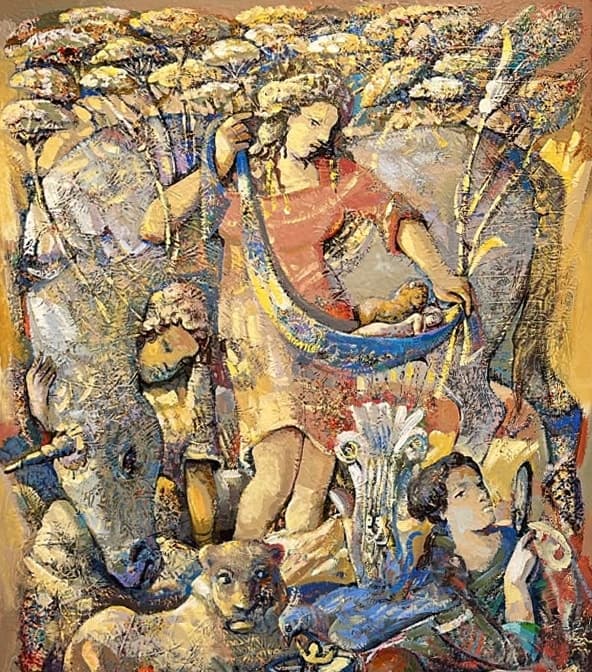 Aphrodite's Girdle — Oil on canvas, 116 × 92 cm (2025). Abel Karen Kazinyan.