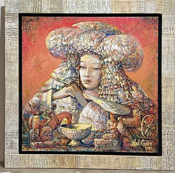 Falling in Love — Oil on canvas, 60 × 60 cm (2023). Abel Karen Kazinyan.