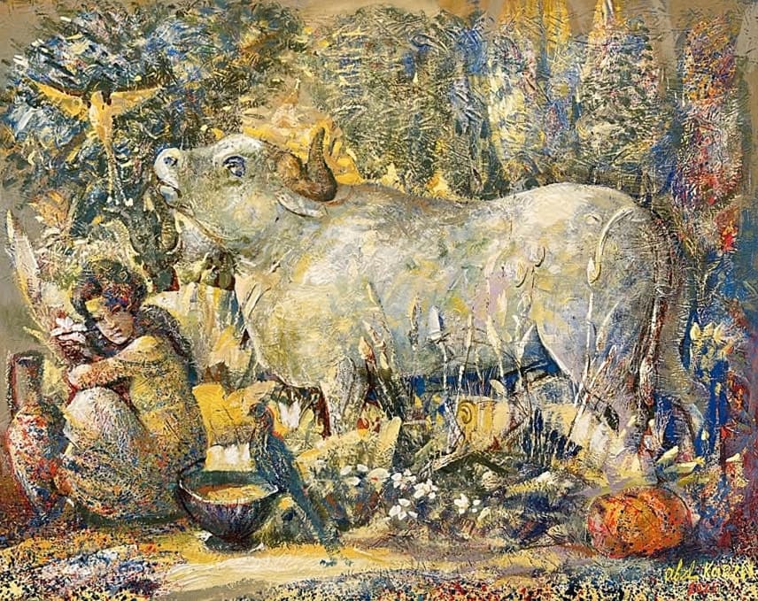 Herald of Change — Oil on canvas, 92 × 116 cm (2025). Abel Karen Kazinyan.