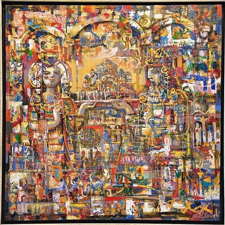 King and Queen — Oil on canvas, 90 × 90 cm (2024). Abel Karen Kazinyan.
