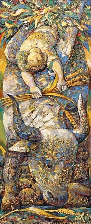 New Harvest — Oil on canvas, 110 × 45 cm (2022). Abel Karen Kazinyan.